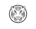 Symetrical front side of simple black grayscale tiger head