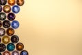 Symetrically arranged colorful coffe capsules with copy space Royalty Free Stock Photo