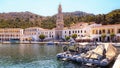 Symi Greek Island Panormitis Monastery Panorama