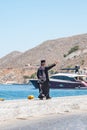 Greek priest on Symi Island near Rhodes, Greece
