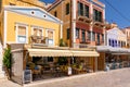 Beautiful colorful Greek architecture on Symi island, Dodecanese, Greece