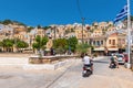 Hillside colorful houses on the island of Symi