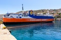 Panagia Skiadeni ferry at the port of Gialos during the summer season. Symi island, Greece