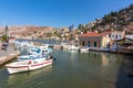 Symi town cityscape on a sunny day, Dodecanese islands, Greece