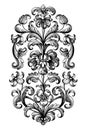 Flower vintage Baroque scroll Victorian frame border floral ornament engraved retro pattern lily peony tattoo filigree vector Royalty Free Stock Photo