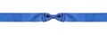 Symmetric blue bow knot on narrow silk ribbon