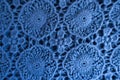 Symmetric blue old-fashioned cotton lace from above