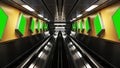 The symmetric escalators with billboards