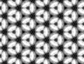 Symmetric geometric hexagon black and white textured kaleidoscope pattern