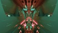 Symmetric neon corridor 4K UHD 3D illustration