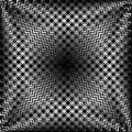 Symmetric op art of gradient striped moire pattern. Psychedelic monochrome tile background design