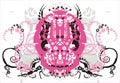 Symmetric ornament with flowers and curls - vector Royalty Free Stock Photo