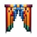 Symmetric Pixel Art Minecraft Curtain Stock Illustration