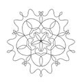 Black isolated mandala with floral geometric pattern for a coloring book or tatoo design.