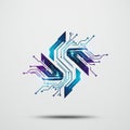 Symmetrical abstract design resembling a circuit board pattern with a dynamic, Royalty Free Stock Photo