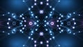 Symmetrical abstract network of glowing blue and pink nodes connected by lines and circles bright Royalty Free Stock Photo