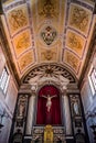 Altar with saints and painted ceiling inside the Parish Church of Santo Ildefonso in AlmodÃ´var, Alentejo PORTUGAL Royalty Free Stock Photo