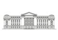 Symmetrical architectural line drawing of a classical building, featuring a central section with a Royalty Free Stock Photo