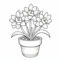 Symmetrical Arrangement: A Beautiful Coloring Illustration Of Flowers In A Pot