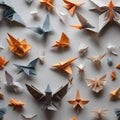 A symmetrical arrangement of intricate origami animals, evoking a sense of precision and artistry2