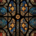 A symmetrical arrangement of intricate stained glass windows, telling a celestial tale2