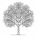 A symmetrical, artistic tree illustration with geometric elements. The tree is Royalty Free Stock Photo