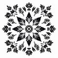 Symmetrical Black And White Snowflake Scarf Vector Art