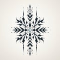 Symmetrical Black And White Snowflake Vector Art With Icicle Theme