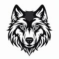 Symmetrical Black And White Wolf Head Svg Cutout Shape Clip Art