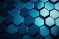 Symmetrical Blue hexagon. Generate Ai