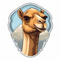 Symmetrical Camel Sticker: High-quality Vector Illustration In Cartoon Realism Style Royalty Free Stock Photo