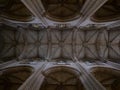 Symmetrical ceiling in church cathedral dominican convert abbey Batalha monastery roof flamboyant gothic architecture