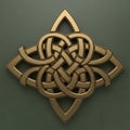 Symmetrical Celtic knot design, featuring interwoven golden loops Royalty Free Stock Photo