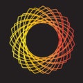 Abstract geometric radial pattern with yellow to orange gradient on black vector Royalty Free Stock Photo