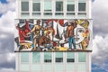 Futuristic and colorful facade in Alexanderplatz