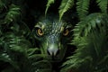 Symmetrical Close-Up. Vibrantly Expressive Astrological Dragon in Lush Green Tropical Jungle