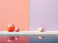 Symmetrical Color Harmony A Detailed Analysis of Two Identical Pink Rectangles Connected by a Thin Line, Each Containing a Large O Royalty Free Stock Photo