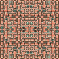 Symmetrical composition with cartoon maze. Bright abstract background. 3d rendering digital illustration