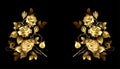 Symmetrical composition of gold roses