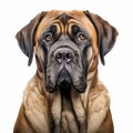 Symmetrical Mastiff Portrait On White Background