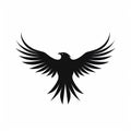 Black Crow Flying Vector Art Logo With Symmetrical Wings