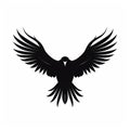 Black Crow Vector Art Logo With Symmetrical Wings Royalty Free Stock Photo