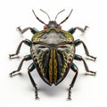 Symmetrical 3d Rendering Of A Green Bug On White Background