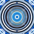 A symmetrical design of circles in shades of blue and gray, resembling a planetary system3, Generative AI