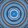 A symmetrical design of circles in shades of blue and gray, resembling a planetary system2, Generative AI