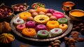 Symmetrical display of Indian sweets