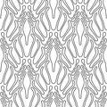 symmetrical ethnic ornament. thin black lines on white. seamless doodle vector pattern