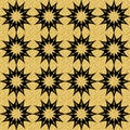 Symmetrical festive sparkling design for textile and decoration, golden black shimmer glitter background