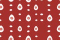 Symmetrical Flat Pattern Featuring Small Egg Icons on a Vibrant Red Background With Playful White Dots Generative AI Royalty Free Stock Photo
