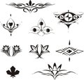 Symmetrical floral decorative elements